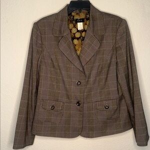 Brown Plaid‎ Women's Blazer